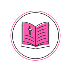 Filled outline Holy bible book icon isolated on white background. Vector