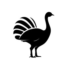 Turkey Head Icon, Poultry Silhouette, Poultry Farm Logo, Turkey Symbol on White Background