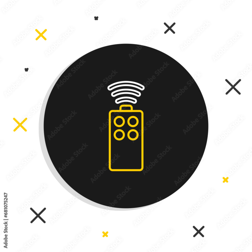 Poster line remote control for the camera icon isolated on white background. an auxiliary device that allow