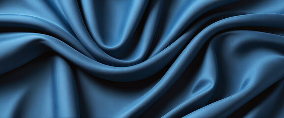 Obraz premium Abstract background of blue crumpled fabric. Cloth with folds. Colorful illustration. Generative AI