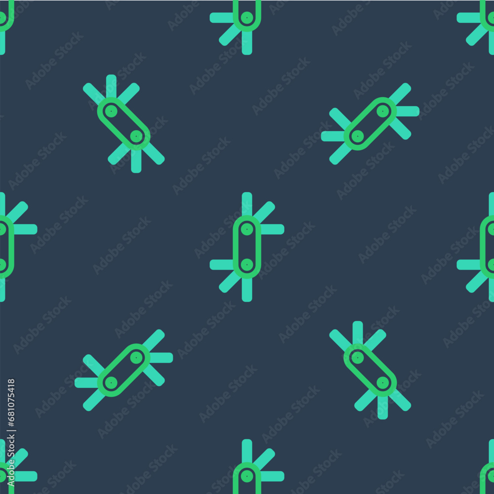 Poster line tool allen keys icon isolated seamless pattern on blue background. vector
