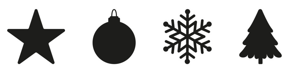 Set of Christmas vector icons. Flat colored Cristmas icons. Vector Illustration.