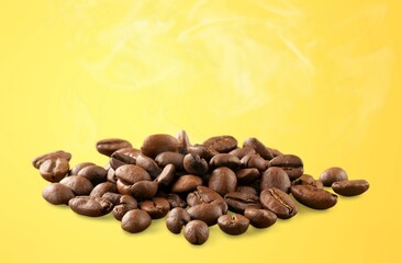 Roasted aroma coffee beans on background