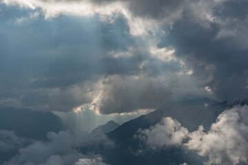 Fototapeta premium Stormy clouds above the mountains.