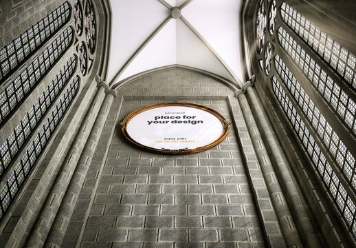 Church Dome Front Circular Frame Picture Mockup