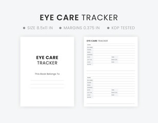Best Eye Care Tracker Logbook Template, Medical Eye Check-Up Appointment Health Care Doctor
