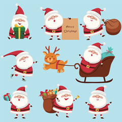 Santa Claus set. Vector Illustration