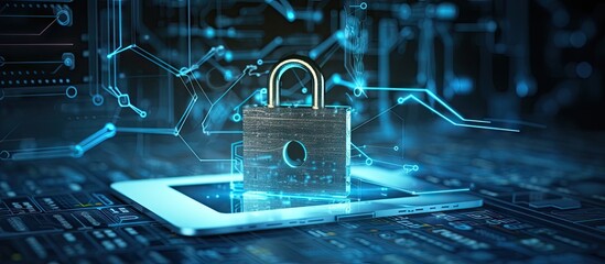 Policy for managing digital keys file data transfer and privacy with emphasis on cyber security awareness Copy space image Place for adding text or design