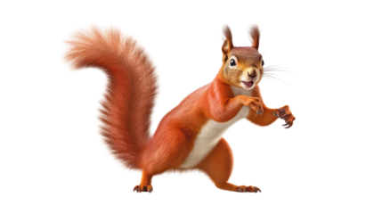 red squirrel isolated on transparent background cutout