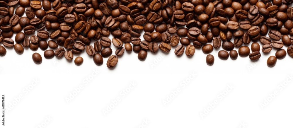 Aufkleber roasted coffee bean frame white background suitable for texture copy space image place for adding te