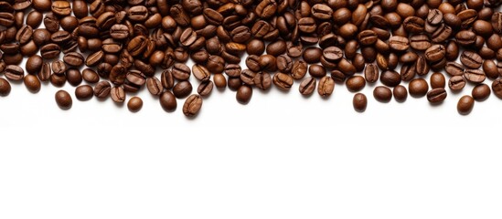 Roasted coffee bean frame white background suitable for texture Copy space image Place for adding text or design