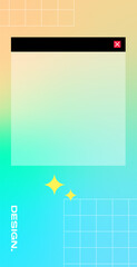 Pop up window vertical gradient background. Social media frame vector illustration.