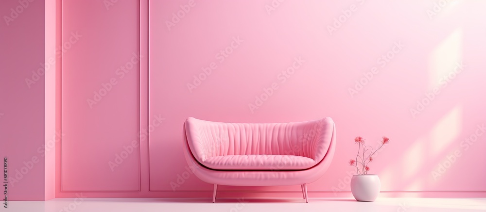 Poster pink 3d room background copy space image place for adding text or design