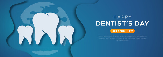 Happy Dentist’s Day Paper cut style Vector Design Illustration for Background, Poster, Banner, Advertising, Greeting Card
