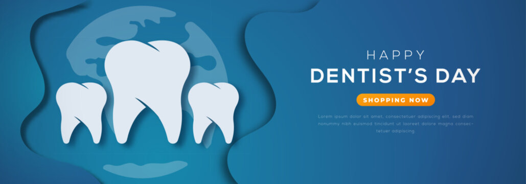 Happy Dentist’s Day Paper cut style Vector Design Illustration for Background, Poster, Banner, Advertising, Greeting Card