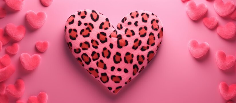 Pink leopard skin with heart shaped spots for Valentine s Day Copy space image Place for adding text or design