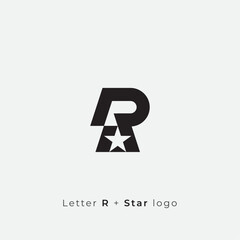 Letter R and negative space Star logo design