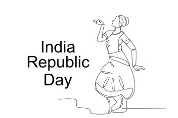An Indian Republic Day concept. Indian republic day one-line drawing