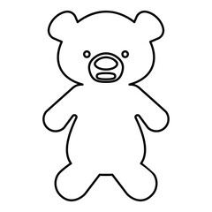 Obraz na płótnie Canvas Toy plush bear cute doll contour outline line icon black color vector illustration image thin flat style