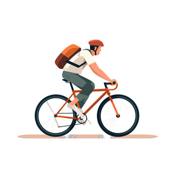Minimalist drawing of people cycling to work on PNG transparent background.