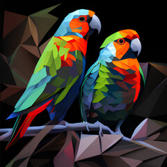 cubist parakeets, parakeet, bird, birds