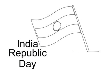A flag of the country of India. Indian republic day one-line drawing