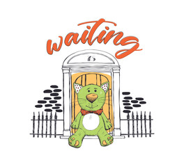 teddy bear waiting illustration for kids t shirt, hoodies , sweatshirt and others