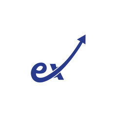 EX E X Letter Logo Design in  Colors. Creative Modern Letters Vector up arrow Icon Logo Illustration.