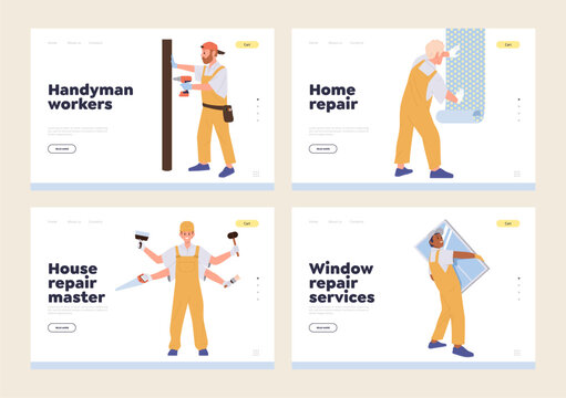 Professional handyman service, home repair master, window installation landing page template