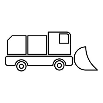 Snowblower snow clear machine snowplow truck plough clearing vehicle equipped seasons transport winter highway service equipment clean contour outline line icon black color vector illustration image 