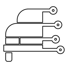 Car diagnosis service hardware computer diagnostics condition concept high technology tech autoscanning analysis repair contour outline line icon black color vector illustration image thin flat style