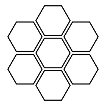 Hexagonal technology concept hexagon six items bee sota geometry six sided polygon contour outline line icon black color vector illustration image thin flat style