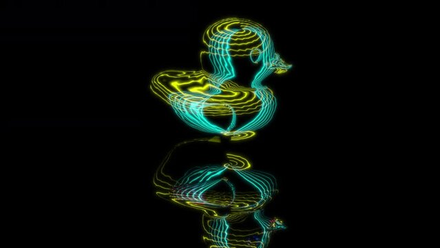 3D animation rendering, duck model on a black background