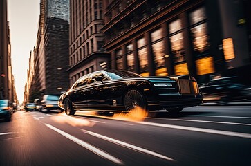 Luxurious Car Making a Grand Entrance in the Vibrant Cityscape Generative AI