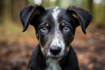 GENERATIVE AI: Canine Curiosity - Portrait of a Cute Puppy with a Tilted Head Looking Inquisitively at the Camera