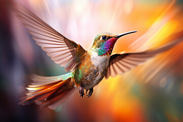 GENERATIVE AI: Hummingbird Haze - Blurred Motion Photo of Hummingbird Wings from a Close Perspective