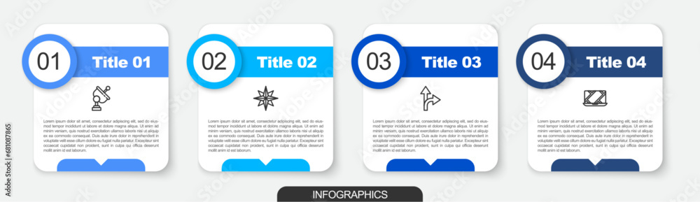 Canvas Prints set line radar, wind rose, road traffic sign and city map navigation. business infographic template.