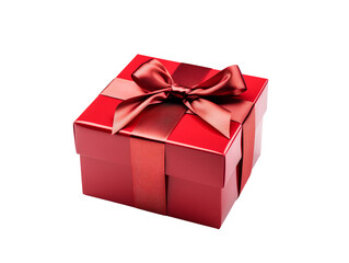Fototapeta premium Elegant Red Gift Box, isolated on a transparent or white background