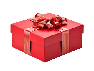 Obraz premium Elegant Red Gift Box, isolated on a transparent or white background