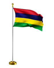 mauritius flag wave on transparent or PNG background. digital illustration for national activity or social media content.