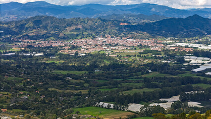 Fototapeta na wymiar Panorámica del municipio de la Ceja, ubicado en el oriente de Antioquia, Colombia
