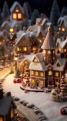 Fototapeta premium Magical Christmas village of ginger cookies and sweets