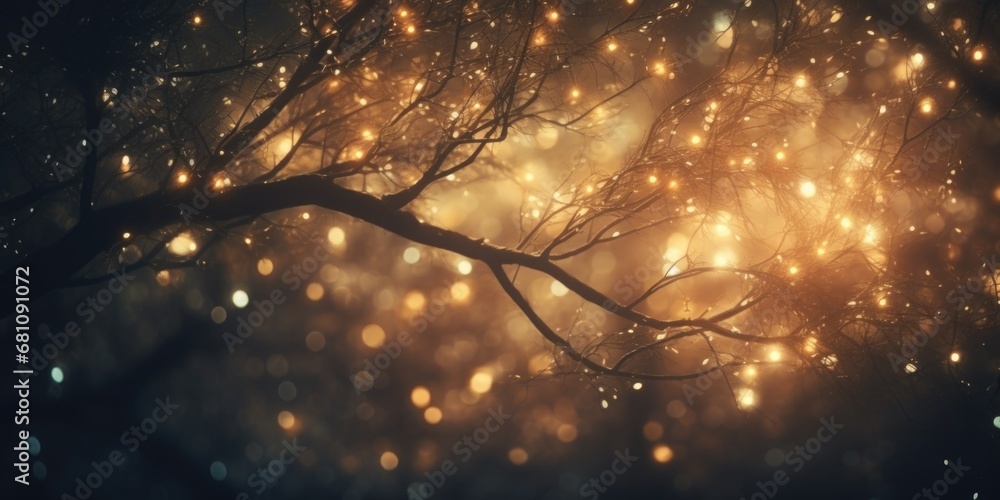 Aufkleber a beautiful tree adorned with an abundance of lights, creating a mesmerizing background. perfect for