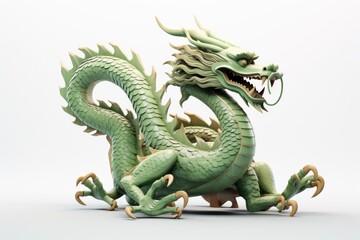 Obraz premium A green statue of a dragon with its mouth open. Perfect for fantasy-themed designs and decorations