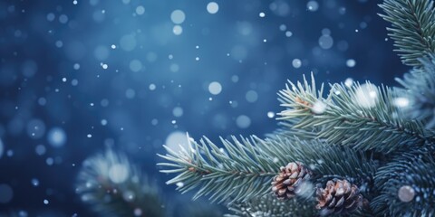 A close-up view of a pine tree covered in snow. This image captures the beauty and tranquility of a winter landscape. Perfect for winter-themed projects or nature-related designs