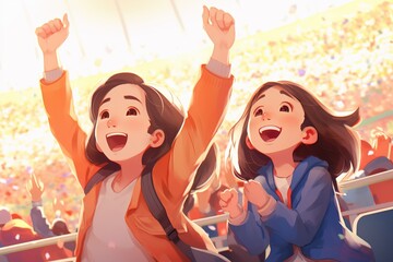 Two Girls Enjoying a Baseball Game in the Stands