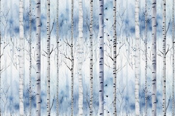 Fototapeta premium Winter dream junk journal digital papers. Winter Songbirds Snow Forest Blue Background for wallpaper, planner, journal, Scrapbooking, and more.