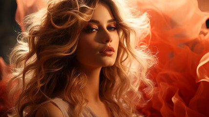 Fototapeta premium Portrait of a young beautiful blonde woman