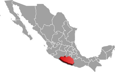 GUERRERO MAP MEXICO DEPARTMENT 3D MAP