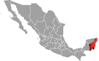 QUINTANA ROO MAP MEXICO DEPARTMENT 3D MAP